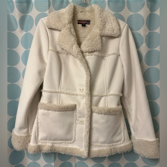 MUDD Penny Lane Style Jacket with faux fur, Cream, Size M - Picture 1 of 8